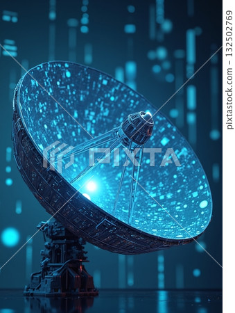 Futuristic blue satellite dishes scanning the cosmos for signals - ai generated 132502769
