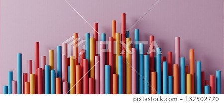 Vibrant bars in playful arrangement resembling a data graph - ai generated Vibrant bars in playful arrangement resembling a data graph - ai generated 132502770