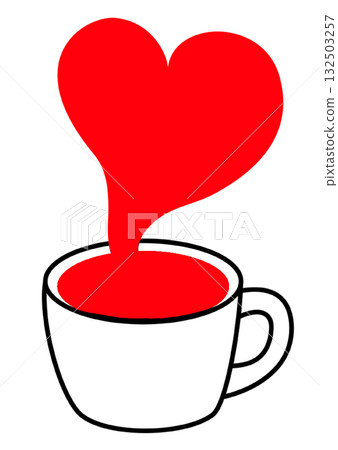 心形熱氣騰騰的飲料 心形熱氣騰騰的飲料 132503257