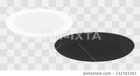 Black and White Empty Plates dinner, lunch or breakfast Dishware Template design Minimalist Flat Set 132503261