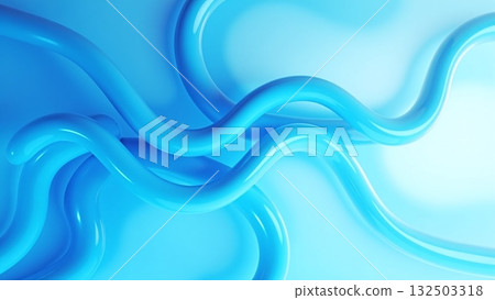 Abstract blue liquid waves and light reflections, fluid shapes - ai generated 132503318