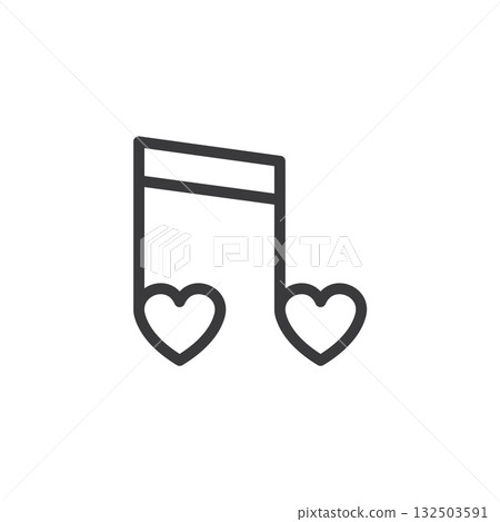 Musical note heart icon 132503591