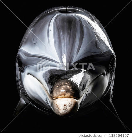 Elegant dolphin close portrait with smooth reflective skin texture Elegant dolphin close portrait with smooth reflective skin texture 132504107
