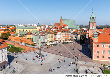 Warsaw Castle Square old town from above in Warsaw, Poland 132504154