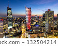 Warsaw skyline skyscraper in downtown by night in Warsaw, Poland 132504214