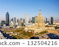 Warsaw skyline skyscraper with Palace of Culture and Science in downtown in Warsaw, Poland 132504216