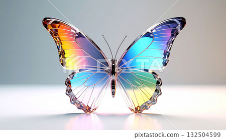Futuristic iridescent crystal glass butterfly 132504599