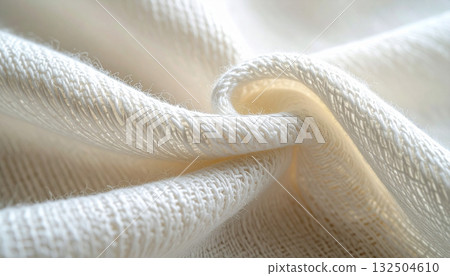 Off-white knit fabric with a delicate weave and soft drape 132504610