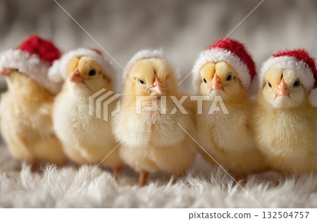 Chicks in Santa hats for the holidays! 132504757
