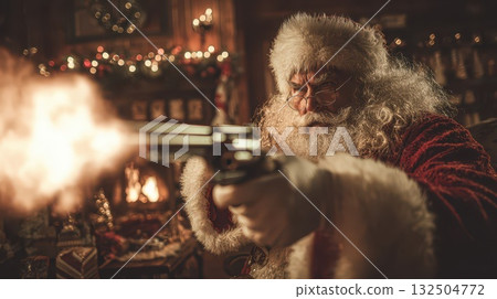 Santas surprise winter action scene Santas surprise winter action scene 132504772