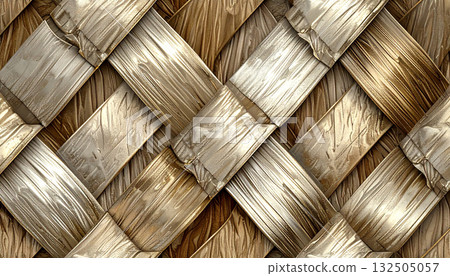 Textured background with an Asian feel, made of luxurious woven wood 132505057