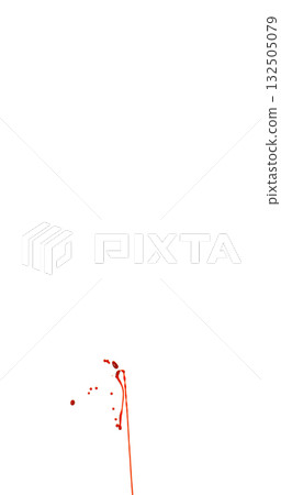 Photograph capturing a dramatic blood splash on a clean white background. The red liquid forms organic droplets and abstract shapes.  132505079