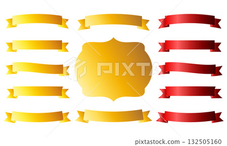 金色和紅色絲帶和標籤套裝_漸變裝飾材料 金色和紅色絲帶和標籤套裝_漸變裝飾材料 132505160