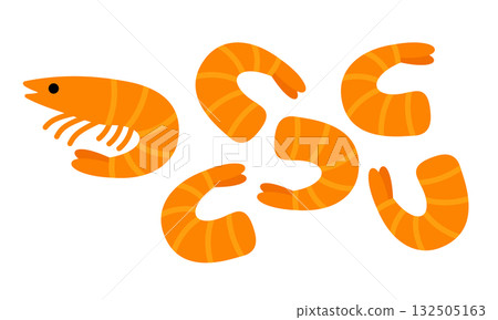 蝦子和去皮蝦的簡單插圖集_蝦的平面設計 蝦子和去皮蝦的簡單插圖集_蝦的平面設計 132505163