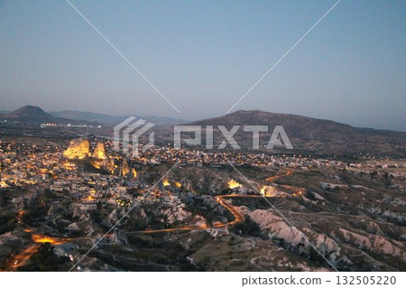 Cappadocia balloons flying from early morning before dawn to sunrise, Cappadocia scenery 132505220