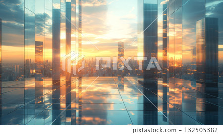 Modern Cityscape with Glass Reflections at Sunset Modern Cityscape with Glass Reflections at Sunset 132505382