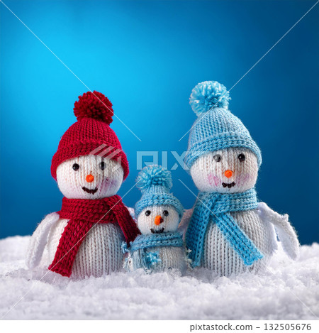 Charming Knitted Snowmen in Winter Wonderland Charming Knitted Snowmen in Winter Wonderland 132505676