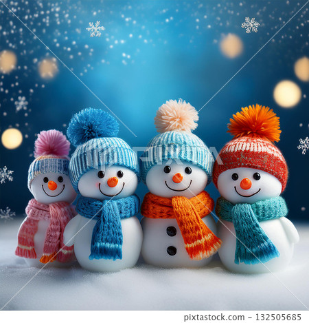 Charming Knitted Snowmen in Winter Wonderland 132505685