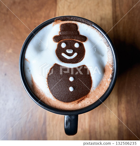 Delightful Hot Chocolate with Melting Snowman Delightful Hot Chocolate with Melting Snowman 132506235