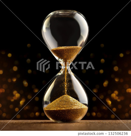 Elegant Hourglass Filled with Shimmering Gold Sand 132506236