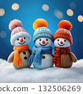 Charming Knitted Snowmen in Winter Wonderland 132506269