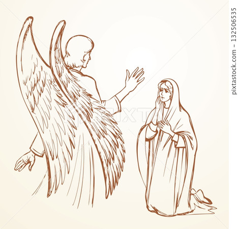 Vector illustration. The Angel Annunciation to Mary. 132506535