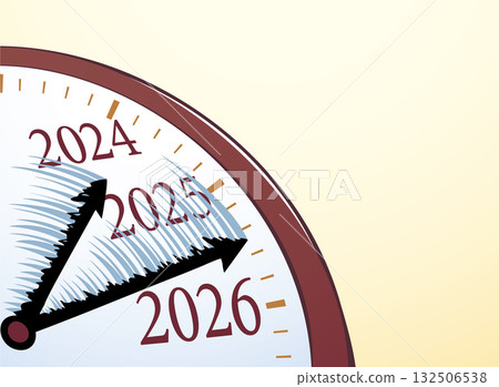 Vector drawing. The hands of a clock flutter in the wind. 132506538