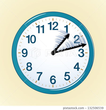Vector drawing. The hands of a clock flutter in the wind. 132506539