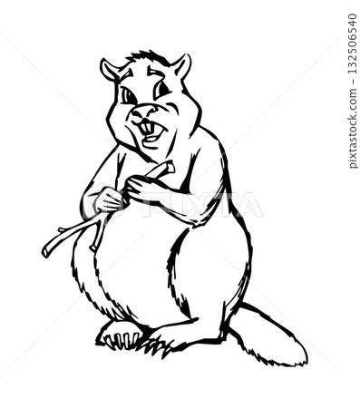 Vector illustration of a beaver with a stick. Vector illustration of a beaver with a stick. 132506540