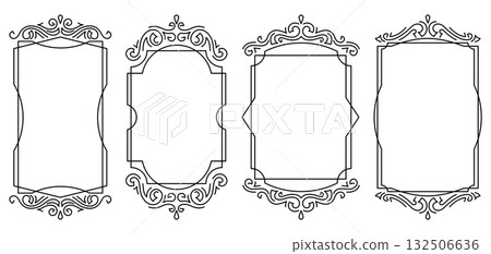 Set of line curl frames. Modern decorative linear backgrounds. 132506636