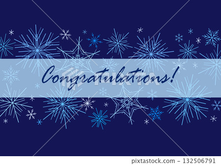 Dark blue winter greeting card of many snowflakes 132506791