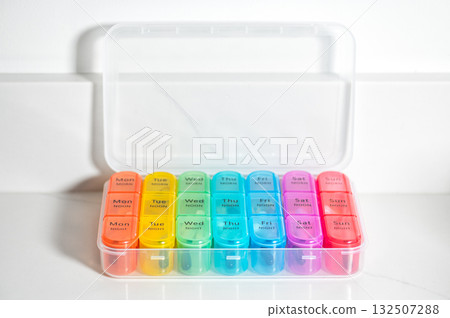 Weekly Pill Box With Vitamins Weekly Pill Box With Vitamins 132507288