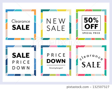 Colorful and cute square frame Colorful and cute square frame 132507327