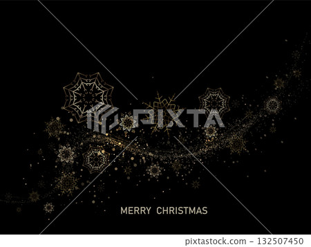 Merry Christmas. Isolated garland with golden snowflakes 132507450