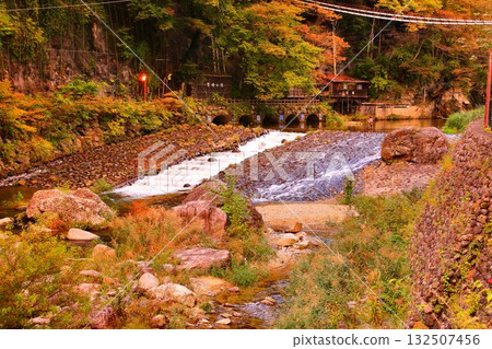 秋天的川治溫泉、傍晚的男鹿川 132507456