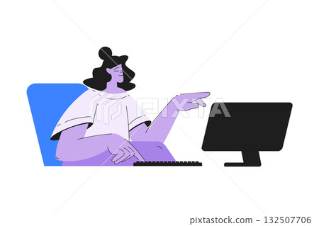 Woman Work with Text Editing and Writing Article Vector Illustration 132507706