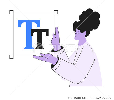 Woman Work with Text Editing and Writing Article Vector Illustration Woman Work with Text Editing and Writing Article Vector Illustration 132507709