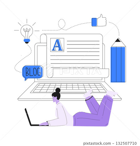 Woman Work with Text Editing and Writing Article on Laptop Vector Illustration Woman Work with Text Editing and Writing Article on Laptop Vector Illustration 132507710