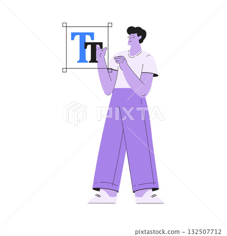 Man Work with Text Editing and Writing Article Vector Illustration Man Work with Text Editing and Writing Article Vector Illustration 132507712