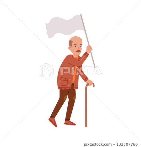 Man Character with Empty Placard and Banner Vector Illustration 132507760