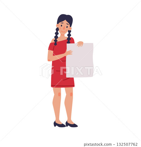 Woman Character with Empty Placard and Banner Vector Illustration Woman Character with Empty Placard and Banner Vector Illustration 132507762