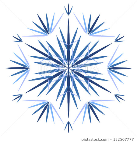Blue ornate polygonal snowflake vector illustration. Geometrical mandala on white background. Star with six rays. Isolated winter holidays decorative design element Blue ornate polygonal snowflake vector illustration. Geometrical mandala on white background. Star with six rays. Isolated winter holidays decorative design element 132507777