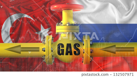 Russian gas export pipeline to Turkey. Gas exports from Russia to Turkey on financial chart Russian gas export pipeline to Turkey. Gas exports from Russia to Turkey on financial chart 132507971