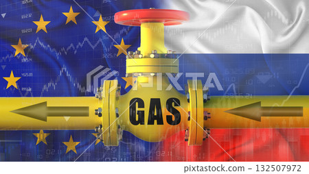 Russian gas export pipeline to European Union. Gas exports from Russia to the European Union on financial chart 132507972