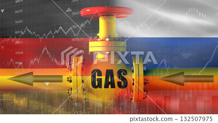 Russian gas export pipeline to Germany. Gas exports from Russia to Germany on financial chart Russian gas export pipeline to Germany. Gas exports from Russia to Germany on financial chart 132507975
