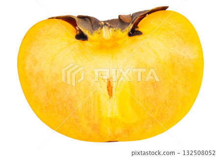 Fresh ripe plum cut in half isolated on white background 132508052