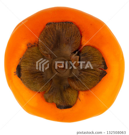 Fresh ripe plum cut in half isolated on white background 132508063