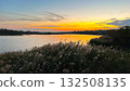 sunset over the lake in the autumn vibe 132508135