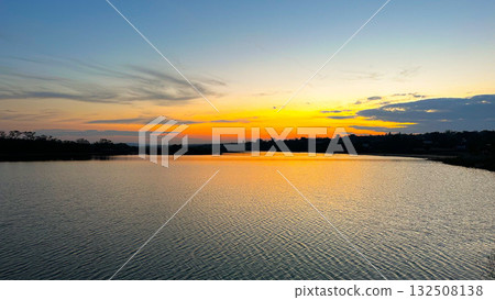 sunset over the lake 132508138