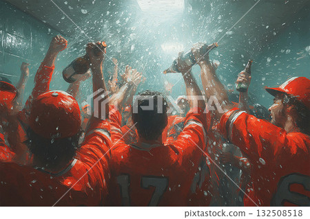 Victorious baseball players celebrating their victory Victorious baseball players celebrating their victory 132508518